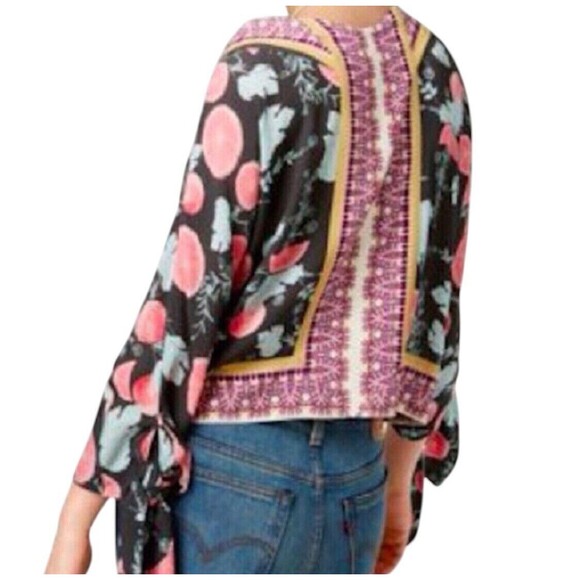 NWT Free People Cardigan Top Womens XS Abstract Artsy Print Tie Long Sleeve Boho - Picture 4 of 12